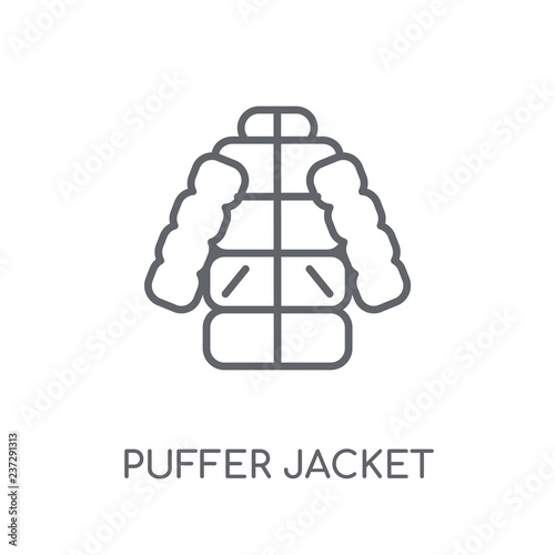 puffer jacket linear icon. Modern outline puffer jacket logo concept on white background from Clothes collection