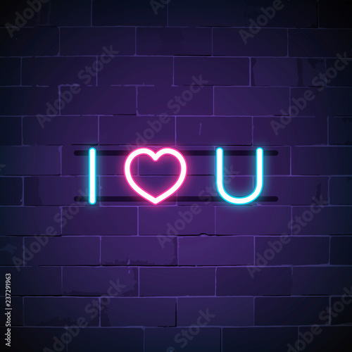 I love you neon sign vector