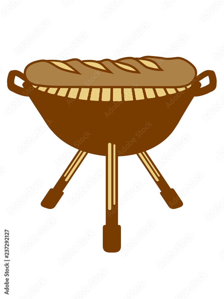 grillen grill bbq baguette brot brötchen französisch frankreich lecker  hunger essen bäcker backen comic cartoon clipart Illustration Stock | Adobe  Stock