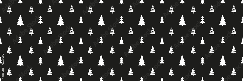Obraz premium Seamless pattern with christmas trees. Abstract geometric wallpaper. Geometric art. Print for textiles, fabrics, polygraphy, posters. Greeting cards. Black and white illustration