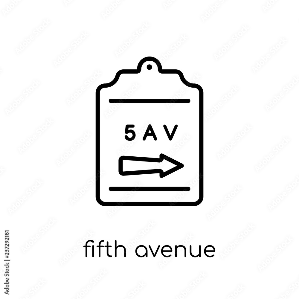 Fifth avenue icon. Trendy modern flat linear vector Fifth avenue icon on white background from thin line United States of America collection Fifth avenue icon. Trendy modern flat linear vector Fifth avenue icon on white background from thin line United States of America collection