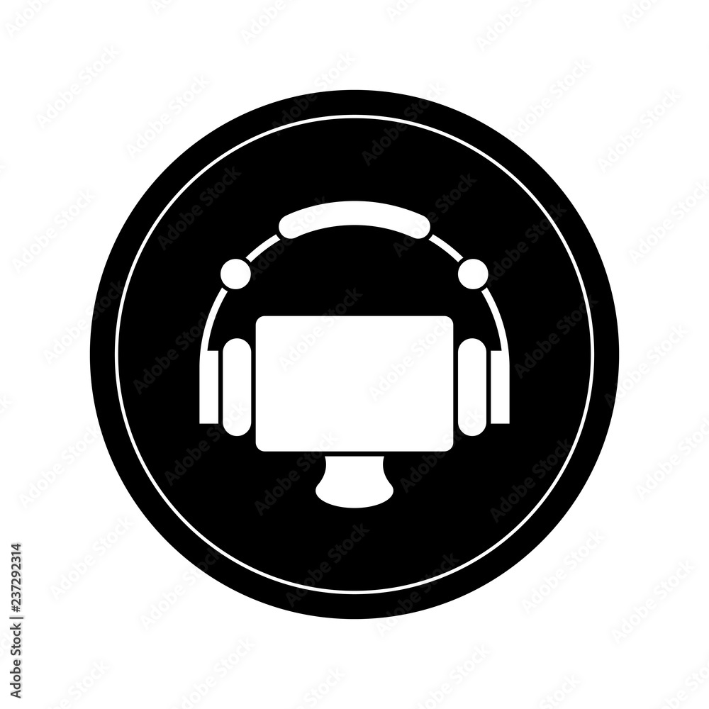 Isolated screen with headphones. Vector illustration design Isolated screen with headphones. Vector illustration design