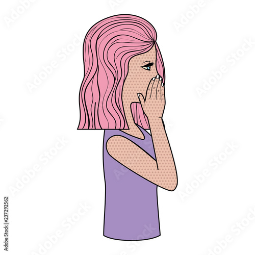 woman telling a secret avatar character