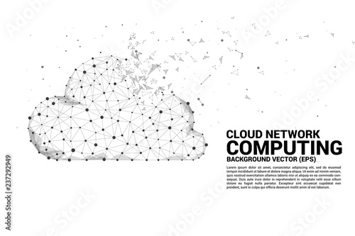 Cloud computing network concept polygon dot connected line. Concept of cloud server, Storage and data
