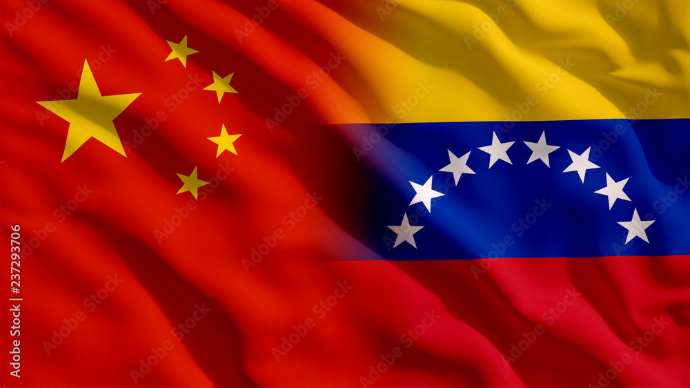 Waving China and Venezuela Flags Waving China and Venezuela Flags