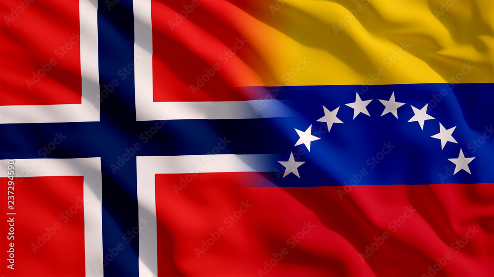 Fototapeta premium Waving Norway and Venezuela Flags