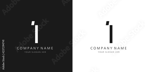 1 logo numbers modern black and white design	