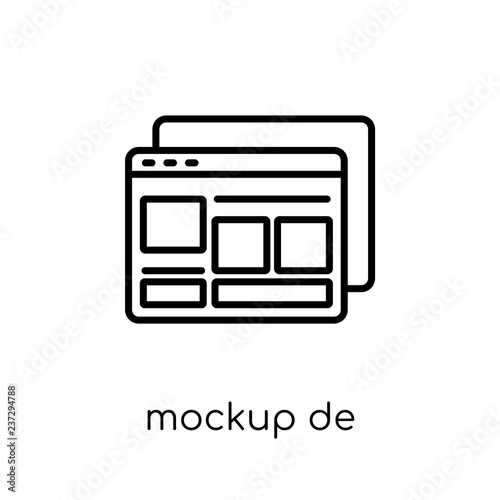 Mockup design icon. Trendy modern flat linear vector Mockup design icon on white background from thin line web hosting collection