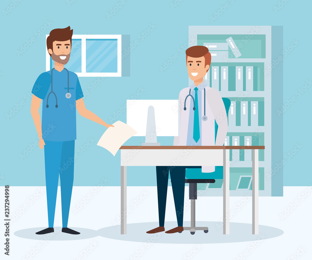 doctor and practitioner in consulting room doctor and practitioner in consulting room