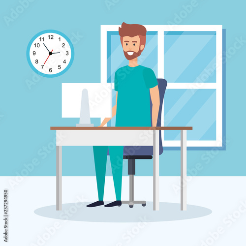 general practitioner in consulting room