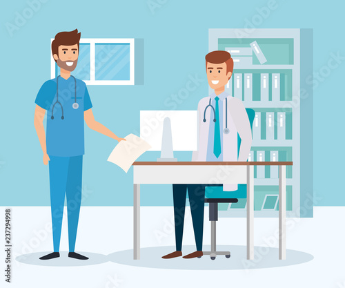 doctor and practitioner in consulting room