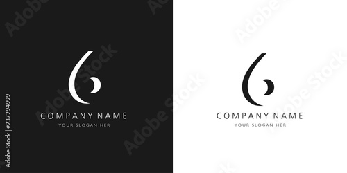 6 logo numbers modern black and white design	 photo