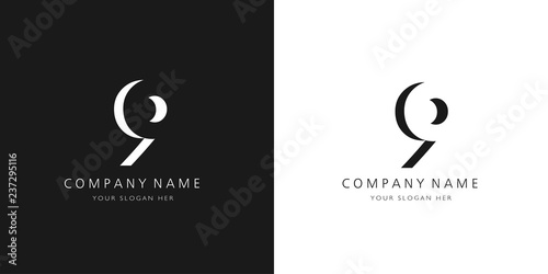 9 logo numbers modern black and white design	 photo