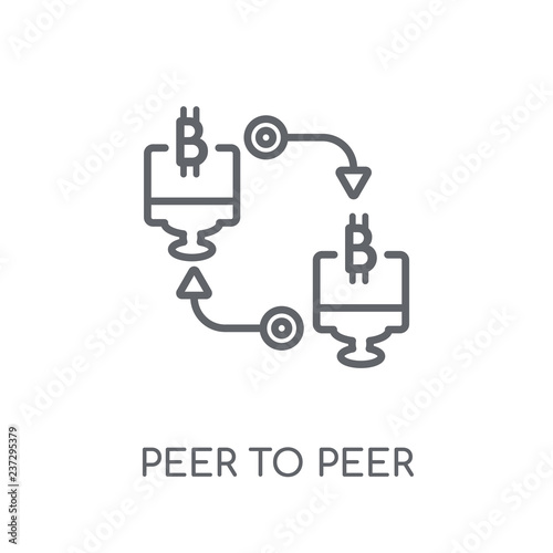 Peer to peer linear icon. Modern outline Peer to peer logo concept on white background from Cryptocurrency economy and finance collection