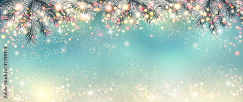 Abstract holiday christmas light panorama. Vector illustration