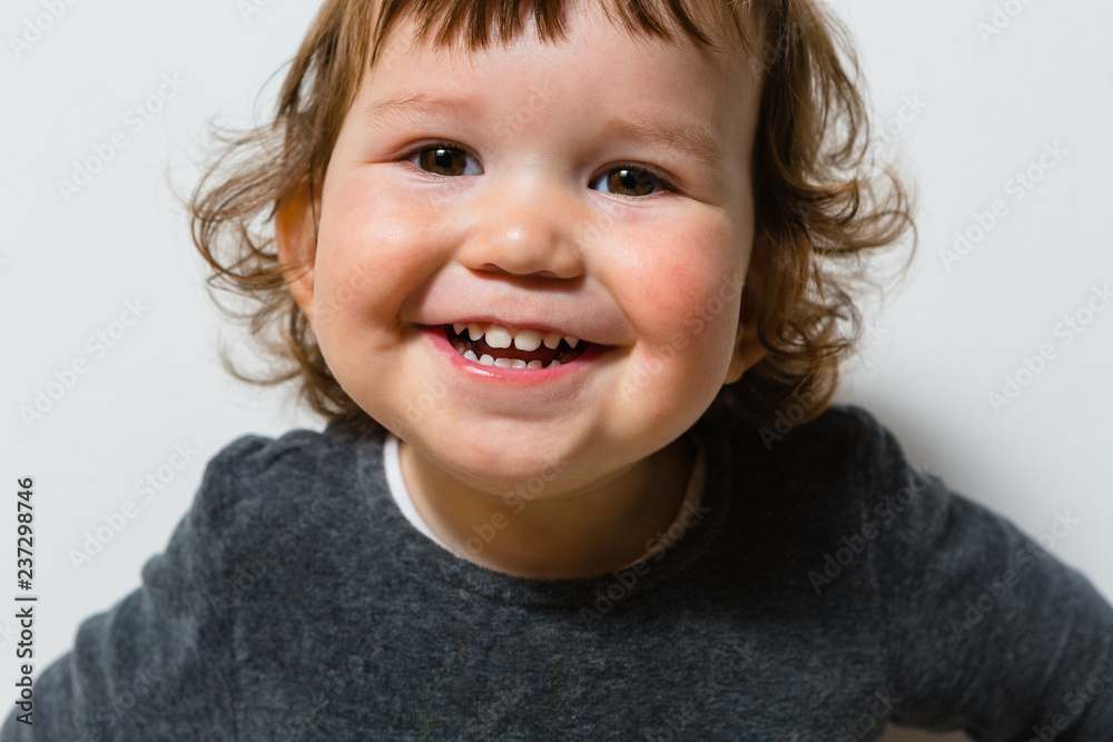 Happy Baby Girl Studio Portrait on White Background Happy Baby Girl Studio Portrait on White Background