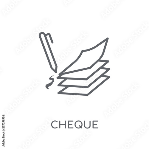 Cheque linear icon. Modern outline Cheque logo concept on white background from e-commerce and payment collection