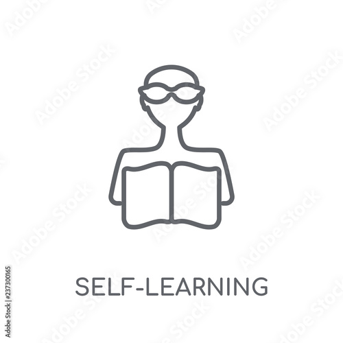 self-learning linear icon. Modern outline self-learning logo concept on white background from E-learning and education collection