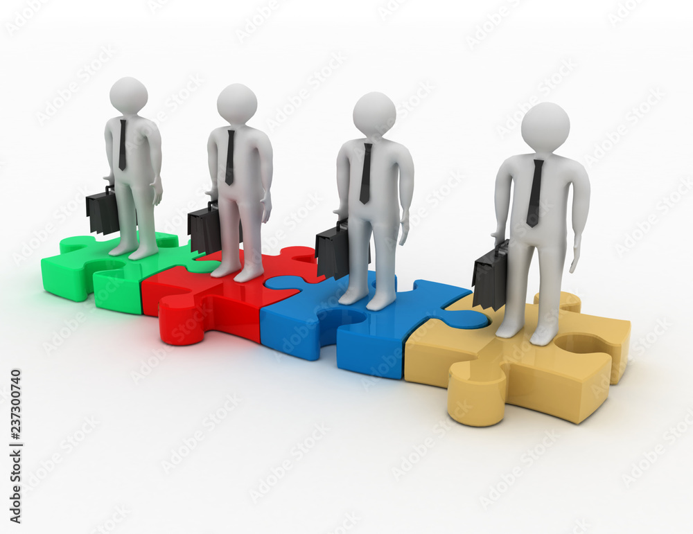 The concept of teamwork. 3D Illustration. Isolated The concept of teamwork. 3D Illustration. Isolated