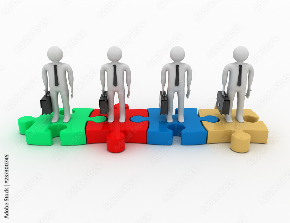 The concept of teamwork. 3D Illustration. Isolated The concept of teamwork. 3D Illustration. Isolated