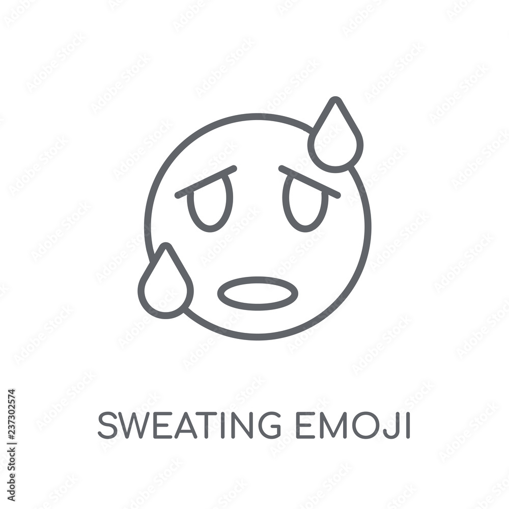Sweating emoji linear icon. Modern outline Sweating emoji logo concept ...