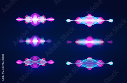 Personal assistant voice recognition concept. Artificial intelligence technologies. Sound wave logo concept for voice recognition application, website background. Home smart system assistant.Vector