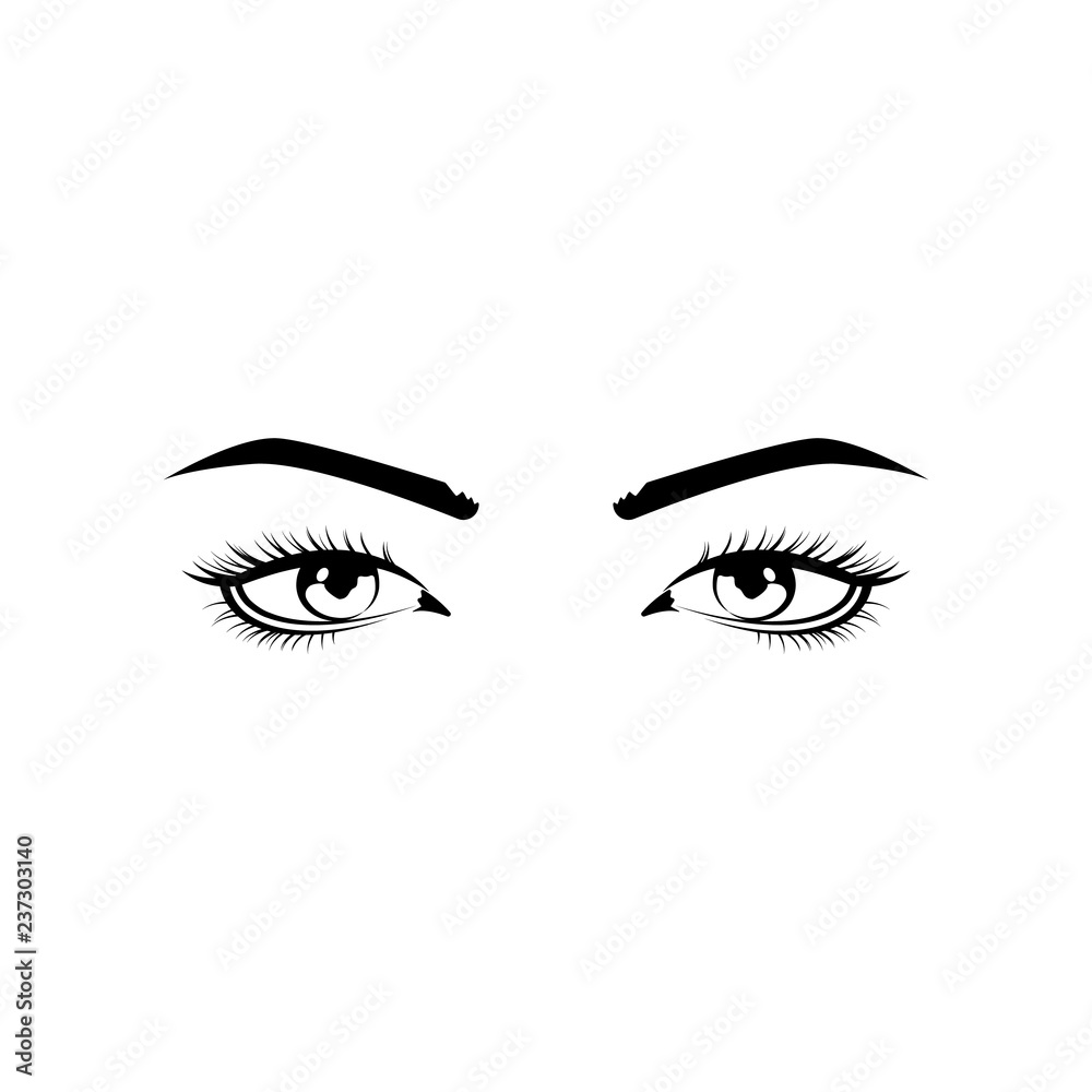 Realistic woman eyes black and white vector illustration on white background Realistic woman eyes black and white vector illustration on white background