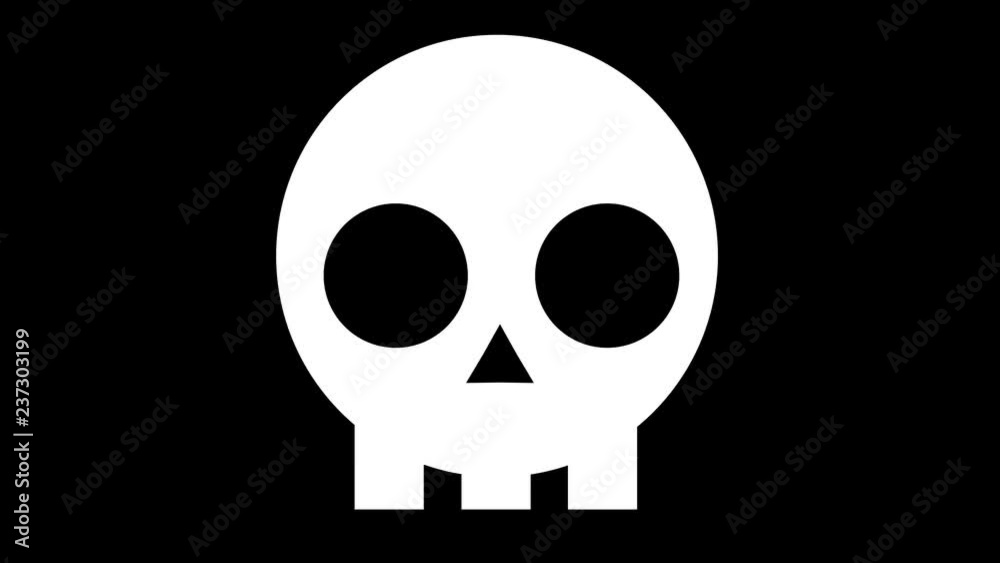 Flat 2d skull icon animation black