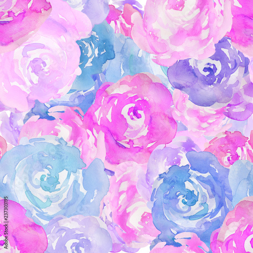 Obraz na plátně Seamless Watercolor Floral Pattern