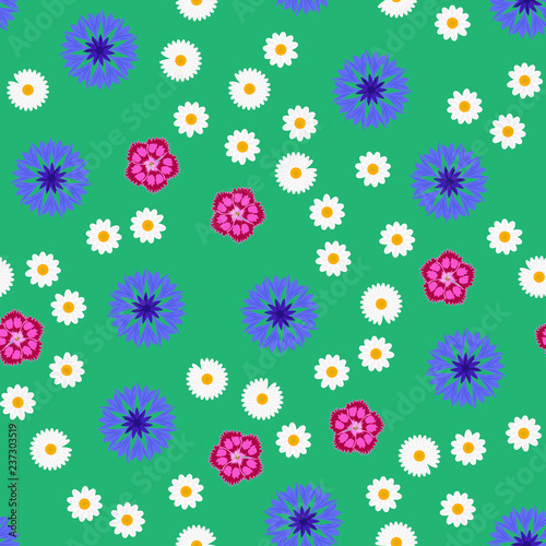 Simple seamless flower pattern - retro style vector backdrop