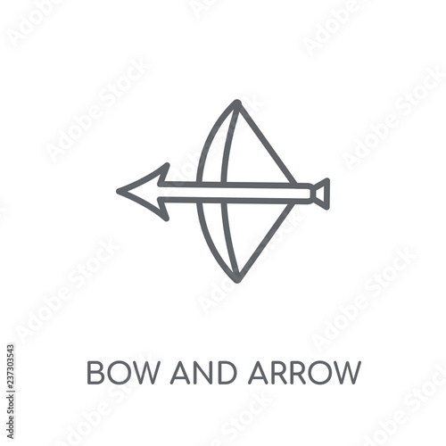 Bow and arrow linear icon. Modern outline Bow and arrow logo concept on white background from Fairy Tale collection