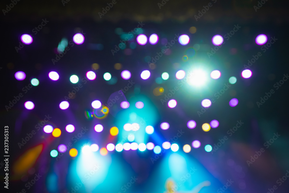 Obraz premium Light bokeh. Abstract blurred christmas background. Color circles in the lens blur zone.