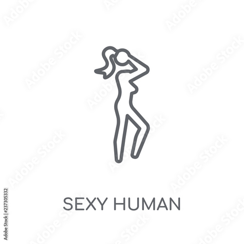 sexy human linear icon. Modern outline sexy human logo concept on white background from Feelings collection