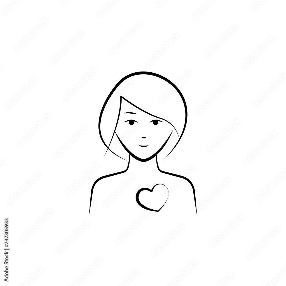 Woman, healthy, heart hand drawn icon. One of the women health icons for websites, web design, mobile app Woman, healthy, heart hand drawn icon. One of the women health icons for websites, web design, mobile app