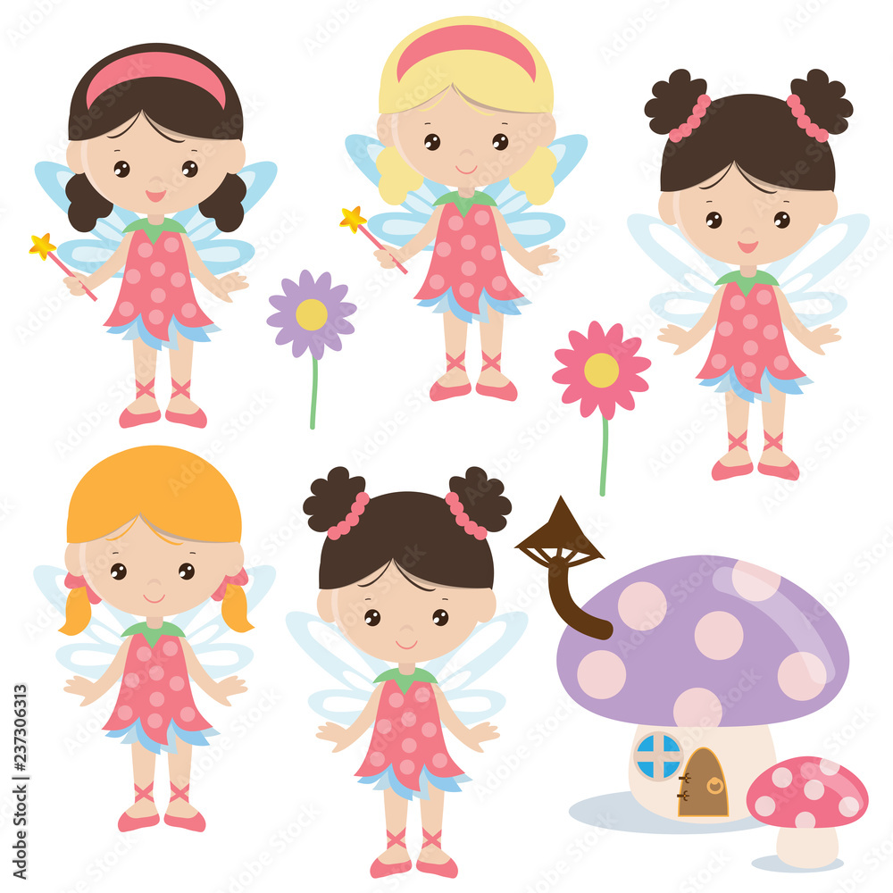 Cute fairy vector cartoon illustration