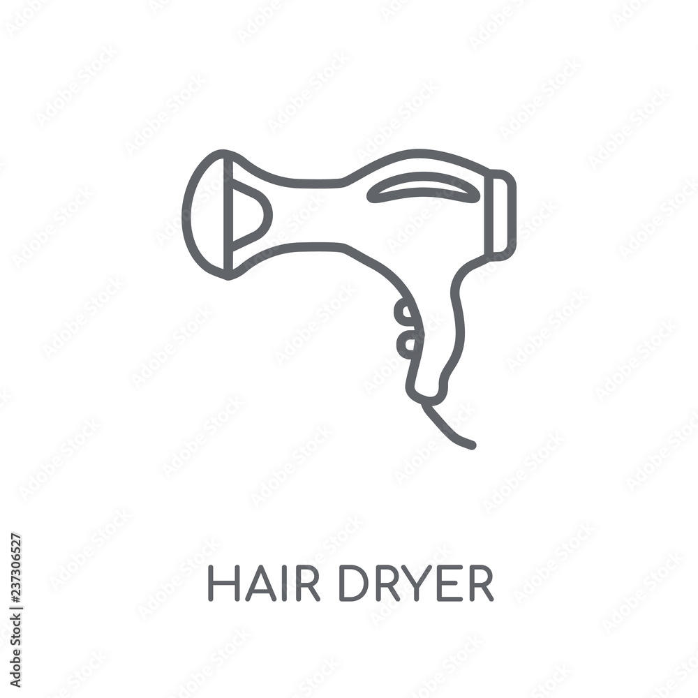Hair dryer linear icon. Modern outline Hair dryer logo concept on white  background from Furniture and Household collection Stock Vector | Adobe  Stock