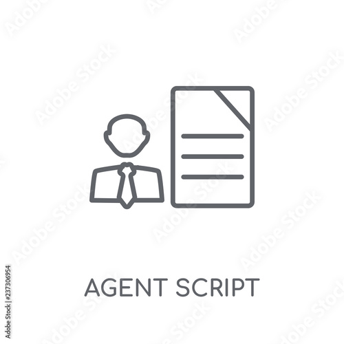 agent script linear icon. Modern outline agent script logo concept on white background from General collection