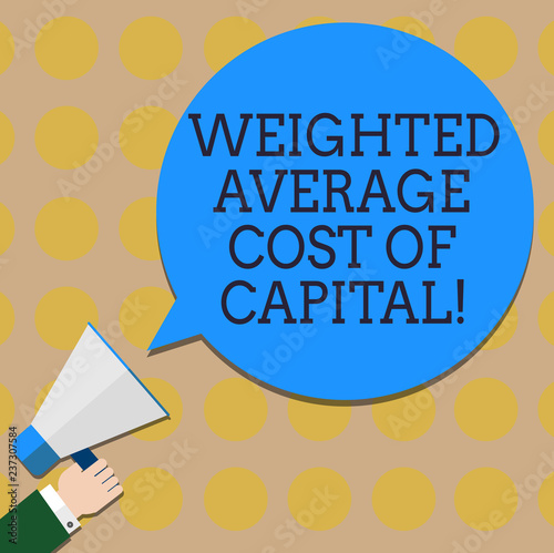 Conceptual hand writing showing Weighted Average Cost Of Capital. Business photo text Wacc financial business indicators Hu analysis Hand Holding Megaphone Color Speech Bubble © Artur