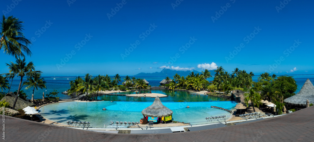 Panorama of Pool Area in Tahiti 
