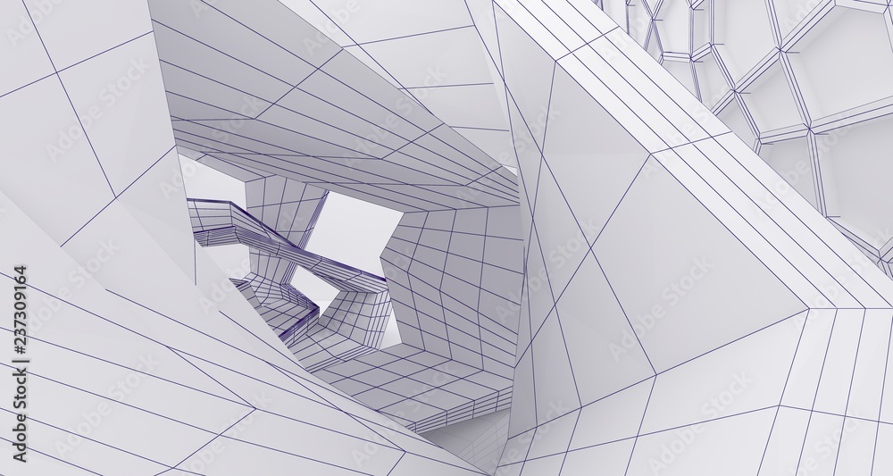 Abstract drawing white parametric interior. 3D illustration and rendering. Abstract drawing white parametric interior. 3D illustration and rendering.