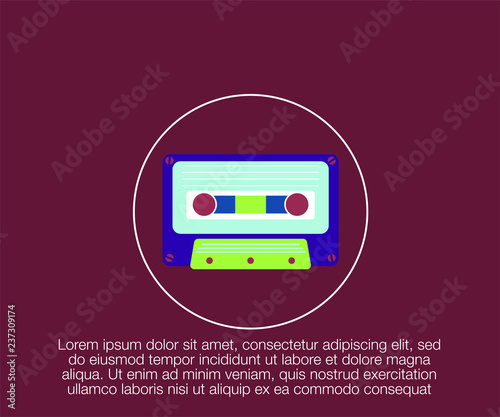 Vector beta tape and cassette box old graphic in 80s style. Awesome super video hits. VHS effect. 80's and 90's style. Retro vintage cover