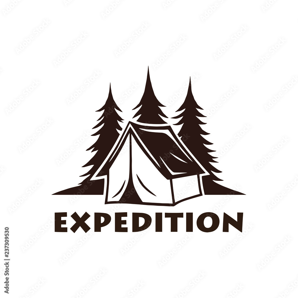 Mountain Campfire Logo and Labels Set Design. Vector Illustration Template