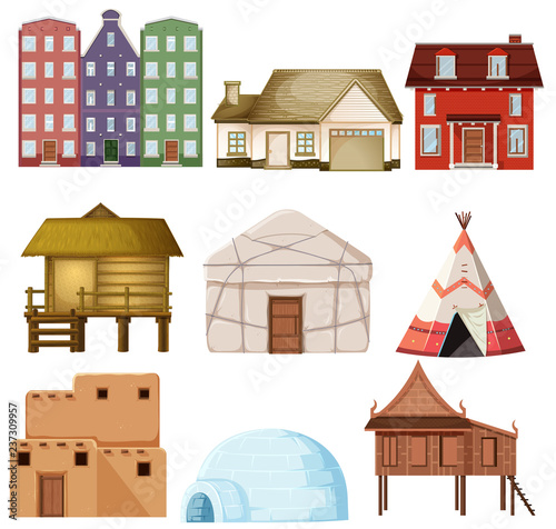 Set of different house style