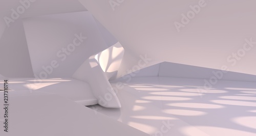 White smooth abstract architectural background. 3D illustration and rendering