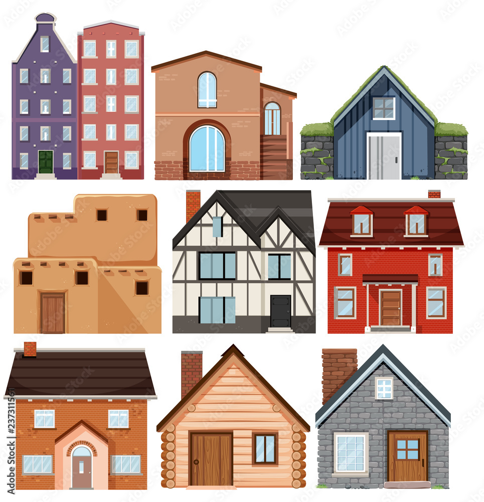 Set of different culture houses Set of different culture houses