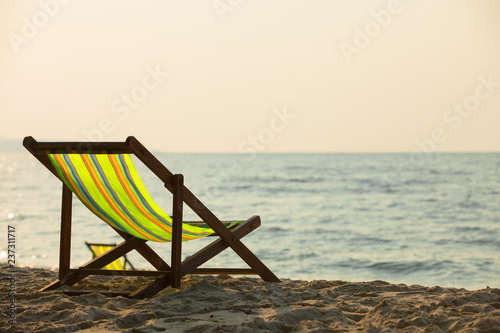 Chair with beach beach chair on the beach