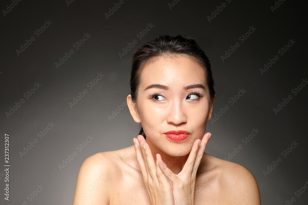 Young beautiful Asian woman facial expression Young beautiful Asian woman facial expression