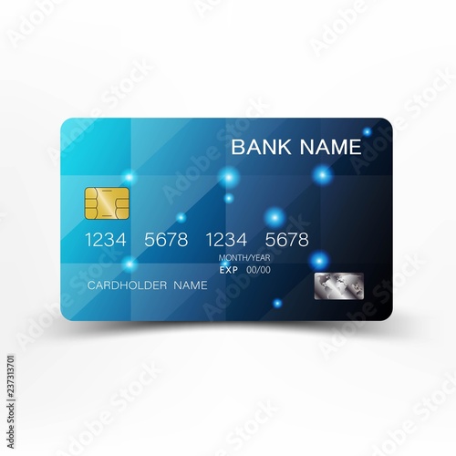 Blue modern credit card design. With inspiration from the abstract. Glossy plastic style.