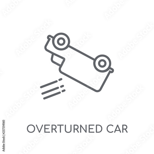 Overturned car linear icon. Modern outline Overturned car logo concept on white background from Insurance collection