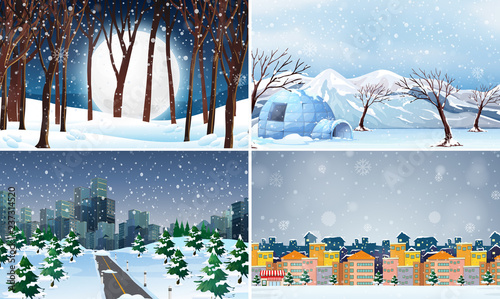 Set of cold winter background
